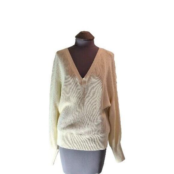 Anthropologie Size M Long Sleeve Front&back V Neck Cut Pullover Sweater - Picture 1 of 8